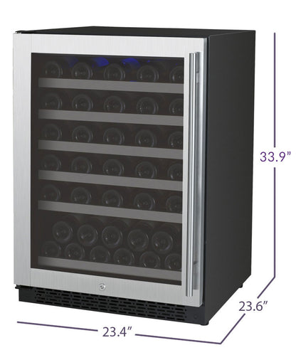 Allavino 24" Wide FlexCount II Tru-Vino 56 Bottle Single/Dual Zone Stainless Steel Wine Refrigerator