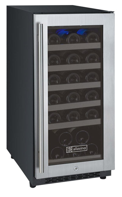 Allavino 15" Wide FlexCount II Tru-Vino 30 Bottle Single Zone Stainless Steel Wine Refrigerator